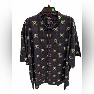 Retro Rifle Arcade Series 2 Frogger Button Down Shirt Blue Green Size 4XL